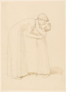 Una mujer se inclina para besar a un niño de John Flaxman